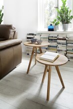 Satztisch >GENNY< (2er-Set) in Eiche, Asteiche massiv, geölt - B50/H45 & B40/H40 cm
