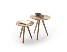 Satztisch >GENNY< (2er-Set) in Eiche, Asteiche massiv, geölt - B50/H45 & B40/H40 cm