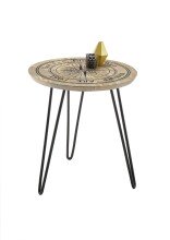 Beistelltisch >NEVIS< in Kompass-Motiv, Mango Massivholz - 46x51x46cm (BxHxT)