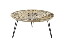 Couchtisch >NEVIS< in Kompass-Motiv, Mango Massivholz - 90x46x90cm (BxHxT)