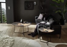 Couchtisch >MIRANDELA< in floraler Druck, Mango Massivholz - 85x45x85cm (BxHxT)