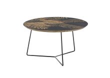 Couchtisch >MIRANDELA< in floraler Druck, Mango Massivholz - 85x45x85cm (BxHxT)