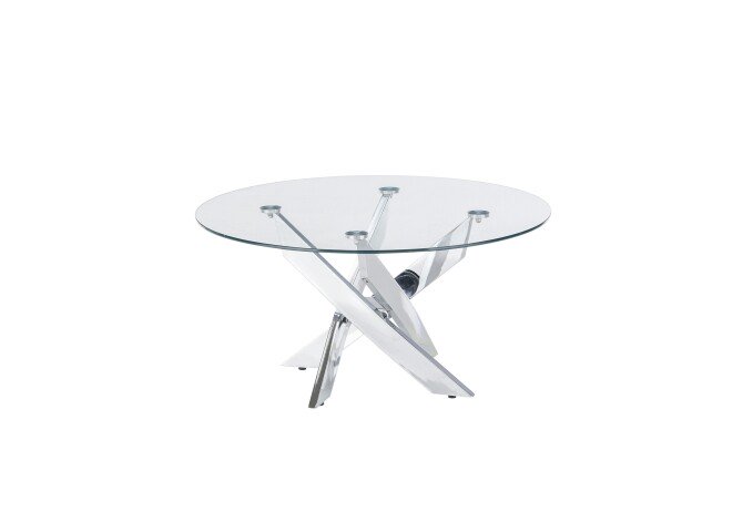 Couchtisch >KOPENHAGEN< in klarglas / verchromt - 80x45x80 (BxHxT)