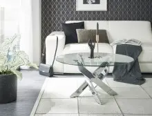 Couchtisch >KOPENHAGEN< in klarglas / verchromt -...