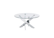 Couchtisch >KOPENHAGEN< in klarglas / verchromt - 80x45x80 (BxHxT)