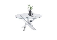 Couchtisch >KOPENHAGEN< in klarglas / verchromt - 80x45x80 (BxHxT)