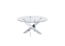 Couchtisch >KOPENHAGEN< in klarglas / verchromt - 80x45x80 (BxHxT)