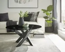 Couchtisch >KOPENHAGEN< in Klarglas / schwarz -...