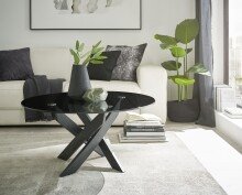 Couchtisch >KOPENHAGEN< in Klarglas / schwarz -...