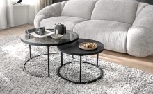 Satztisch >CHESTER< (2er-Set) schwarz, Metall/ Glas...