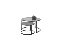 Satztisch >CHESTER< (2er-Set) schwarz, Metall/ Glas -  74/42/74 cm + 55/35/55 cm  (BxHxT)