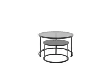 Satztisch >CHESTER< (2er-Set) schwarz, Metall/ Glas -  74/42/74 cm + 55/35/55 cm  (BxHxT)
