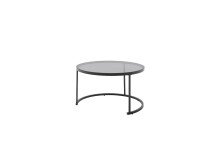 Satztisch >CHESTER< (2er-Set) schwarz, Metall/ Glas -  74/42/74 cm + 55/35/55 cm  (BxHxT)