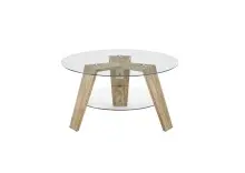 Couchtisch >LUBLIN< in Asteiche, Klarglas / Massivholz - 40x75cm (HxD)
