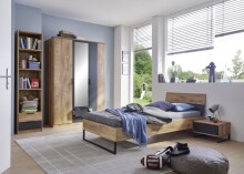 Einzelbett >TEXEL< Liegefl. 90x200cm, PLANKENEICHE...