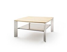 Couchtisch >NELIA< Glasablage, Eiche, Massivholz -...