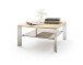 Couchtisch >NELIA< Glasablage, Eiche, Massivholz - 80x41x80cm (BxHxT)