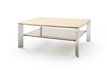 Couchtisch >NELIA< Glasablage, Eiche, Massivholz -...