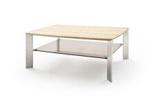 Couchtisch >NELIA< Glasablage, Eiche, Massivholz -...