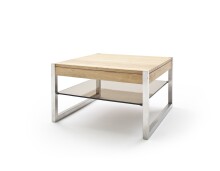 Couchtisch >MIGEL< Glasablage, Eiche, Massivholz -...