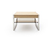 Couchtisch >MIGEL< Glasablage, Eiche, Massivholz - 65x38x65cm (BxHxT)