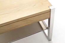 Couchtisch >MIGEL< Glasablage, Eiche, Massivholz - 65x38x65cm (BxHxT)