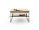Couchtisch >MIGEL< Glasablage, Eiche, Massivholz - 65x38x65cm (BxHxT)