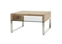 Couchtisch >HILARY< Glasablage, Eiche, Massivholz -...