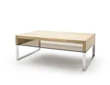 Couchtisch >HILARY< Glasablage, Eiche, Massivholz -...