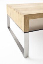 Couchtisch >HILARY< Glasablage, Eiche, Massivholz - 110x39x70cm (BxHxT)