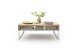 Couchtisch >HILARY< Glasablage, Eiche, Massivholz - 110x39x70cm (BxHxT)