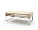 Couchtisch >HILARY< Glasablage, Eiche, Massivholz - 110x39x70cm (BxHxT)