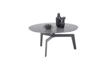 Couchtisch >BUENA VISTA< in grau, Glas-Keramik / Metall - 38x80cm (HxD)