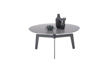 Couchtisch >BUENA VISTA< in grau, Glas-Keramik / Metall - 38x80cm (HxD)