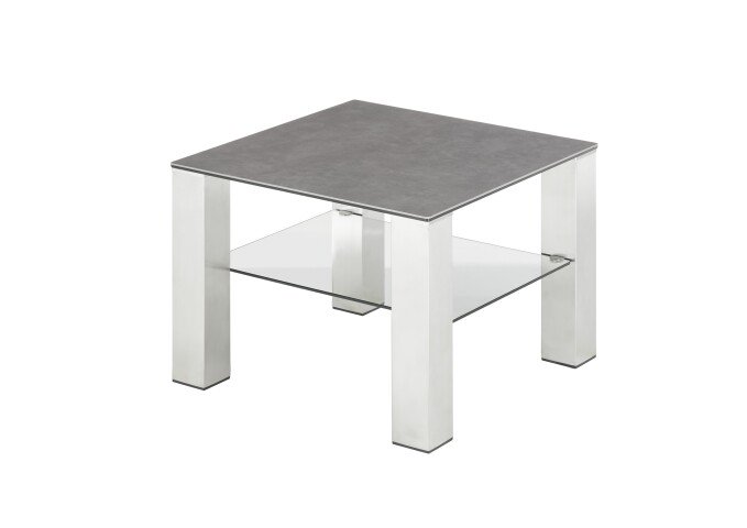 Couchtisch >PUNO< in anthrazit, Glas-Keramik / Edelstahl - 60x43x60cm (BxHxT)