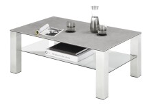 Couchtisch >PUNO< in grau, Glas-Keramik / Edelstahl - 110x43x70cm (BxHxT)