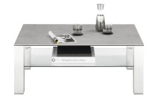 Couchtisch >PUNO< in grau, Glas-Keramik / Edelstahl - 110x43x70cm (BxHxT)