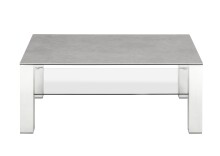 Couchtisch >PUNO< in grau, Glas-Keramik / Edelstahl - 110x43x70cm (BxHxT)