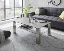 Couchtisch >PUNO< in grau, Glas-Keramik / Edelstahl...