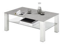 Couchtisch >PUNO< in grau, Glas-Keramik / Edelstahl - 110x43x70cm (BxHxT)