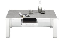 Couchtisch >PUNO< in grau, Glas-Keramik / Edelstahl - 110x43x70cm (BxHxT)