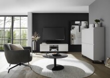 Couchtisch >TARTU< in anthrazit, Glas-Keramik / Metall - 38x80cm (HxD)