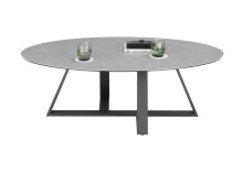 Couchtisch >ELBING< in grau, Glas-Keramik / Metall - 120x38x70cm (BxHxT)