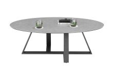 Couchtisch >ELBING< in grau, Glas-Keramik / Metall - 120x38x70cm (BxHxT)