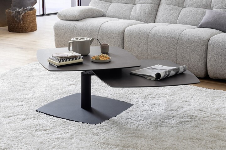 Couchtisch >SUSAKI< in schwarz, Glas-Keramik / Metall