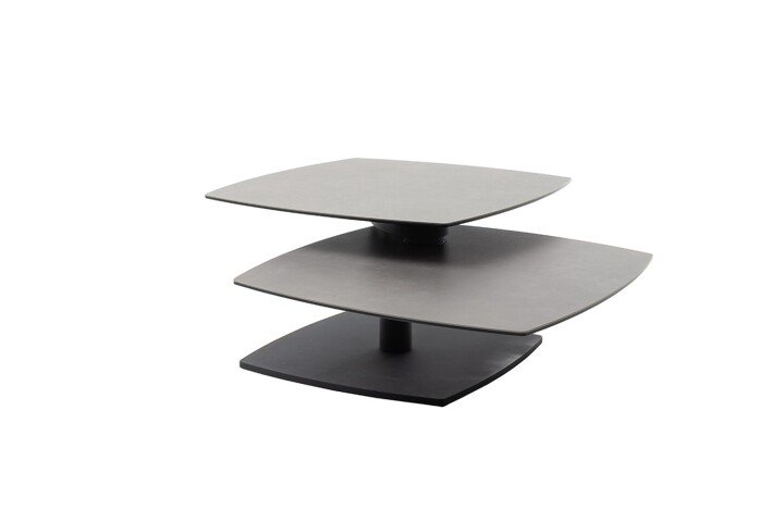 Couchtisch >SUSAKI< in schwarz, Glas-Keramik / Metall - 74x42x74cm (BxHxT)