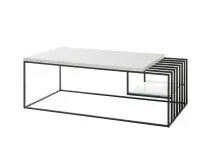 Couchtisch >JUBA< in weiss, Holzwerkstoff / Metall/...