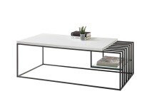 Couchtisch >JUBA< in weiss, Holzwerkstoff / Metall/ Klarglas - 120x40x60 (BxHxT)