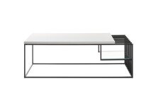 Couchtisch >JUBA< in weiss, Holzwerkstoff / Metall/ Klarglas - 120x40x60 (BxHxT)