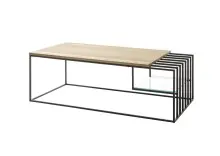 Couchtisch >JUBA< in Eiche, Massivholz / Metall /...